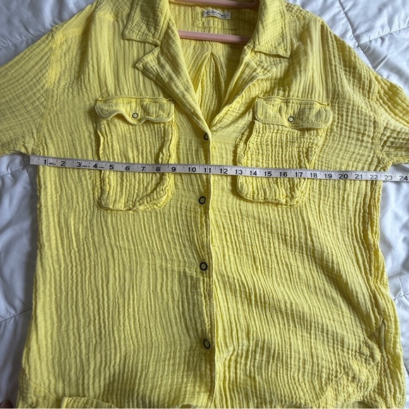 Free People Izzy Cargo Double Cotton Gauze Button Down Shirt Oversized Small - Picture 7 of 8